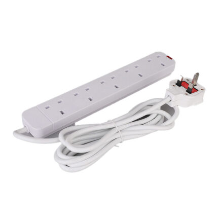 UK standard 5-socket 13A power strip with 3-meter cable.