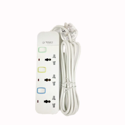 Multi-socket UK standard power strip with large UK plug, 3 sockets, 3-meter cable.