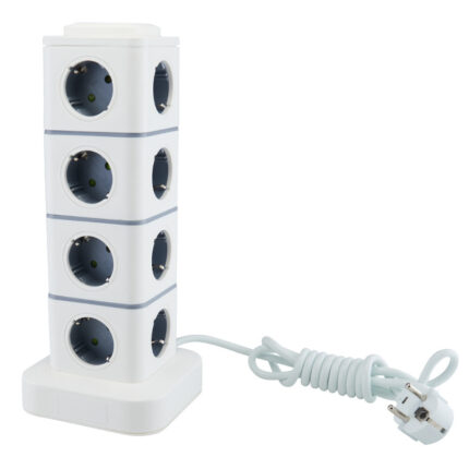 European standard tower power strip with multiple outlets and smart USB ports, European style extension cord, 1.8 meters long, four layers