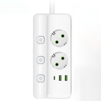 USB smart power strip with European standard sockets.