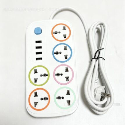 European-Style Universal Socket Adapter with LED-Lit USB-C Port