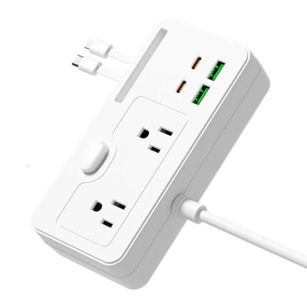 US-Spec Multi-Function Power Strip with Type-C USB Charging Port and Phone Holder