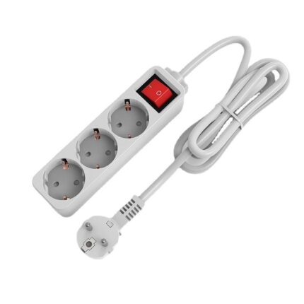 European-style power strip with 3, 4, 5, or 6 outlets.