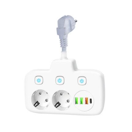 European-style round-hole power strip with USB wireless adapter