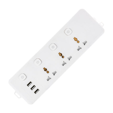 UK, US, and EU Standard Multi-Outlet Power Strip with USB Charging Port