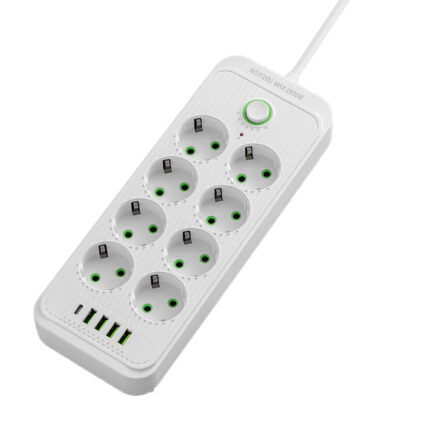 European standard USB power strip with German-style switch and sockets.
