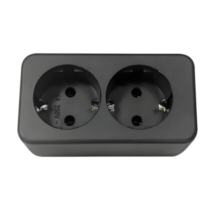 Two-piece European and German standard sockets with protective shutters and oxygen pump heating element