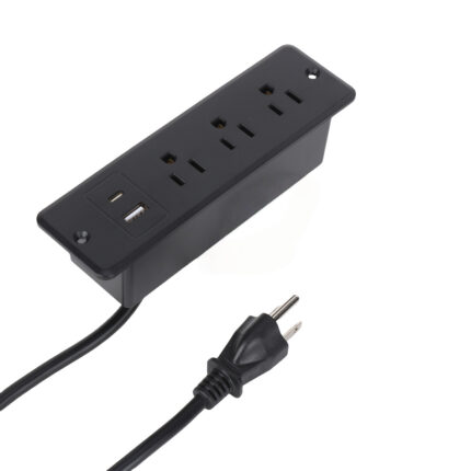 US Standard Desktop Recessed Power Strip with USB