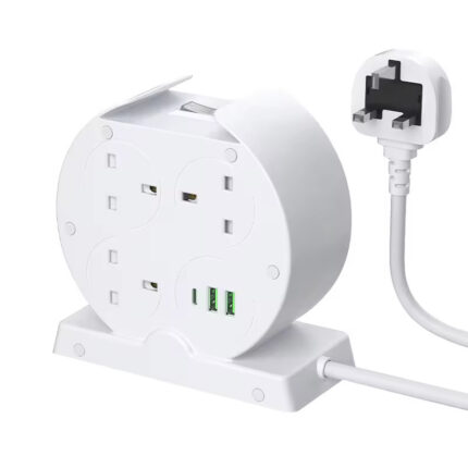 British Standard Vertical Multi-functional Socket with USB Cable and Multiple Outlets