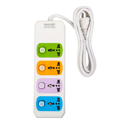 Multi-port control switch, colored European, American and British plugs, office and home power strip
