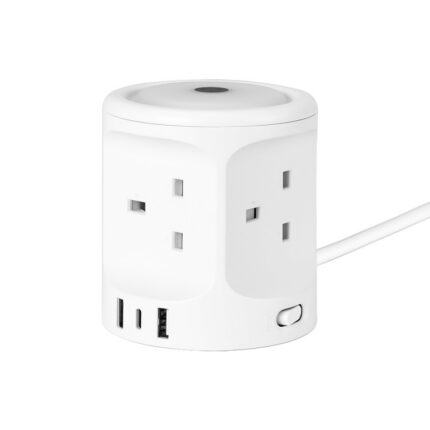 6-in-1 Cylinder Power Strip with Night Light ⚡💡